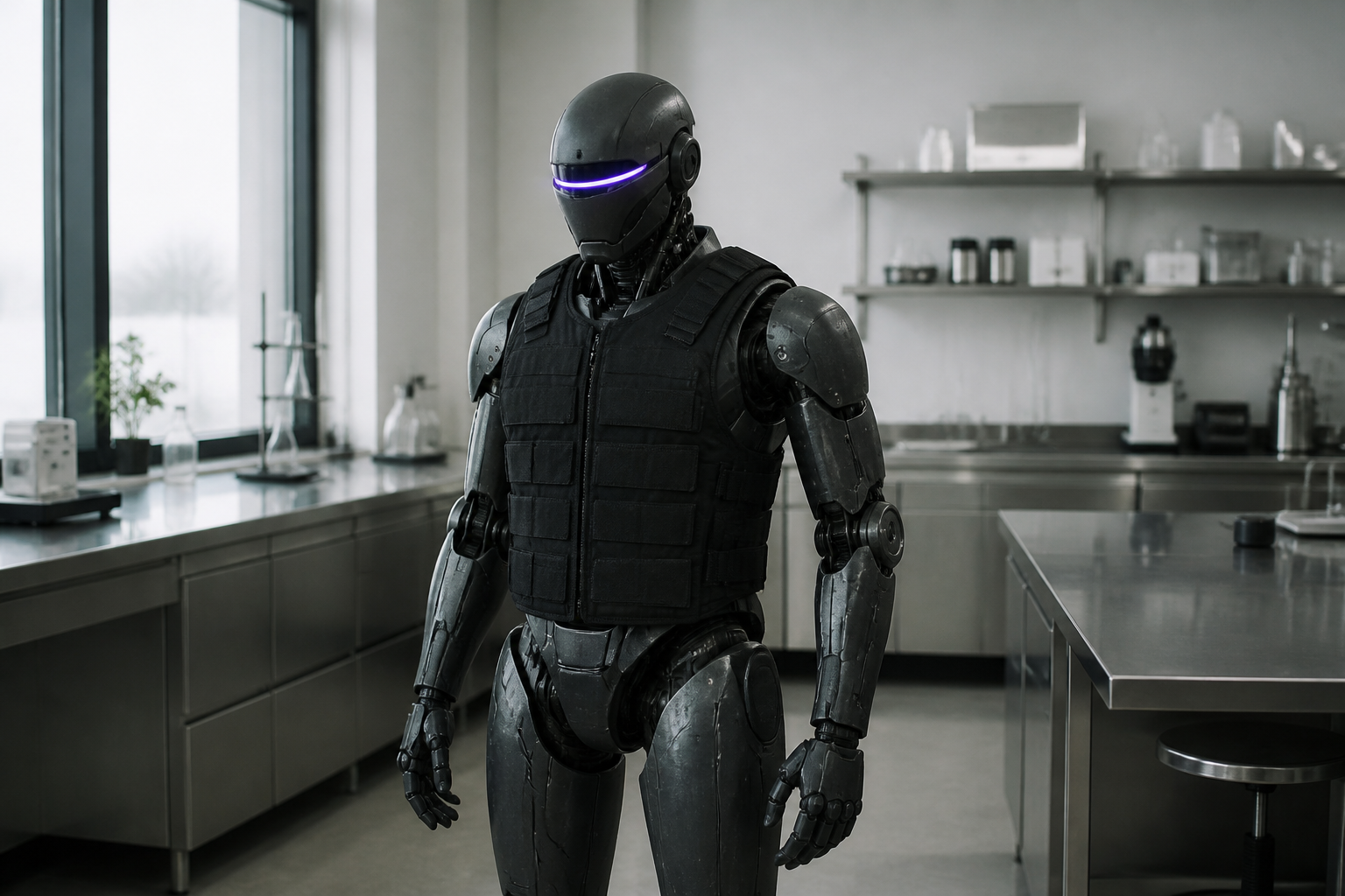 Humanoid robot in a lab environment for security update research