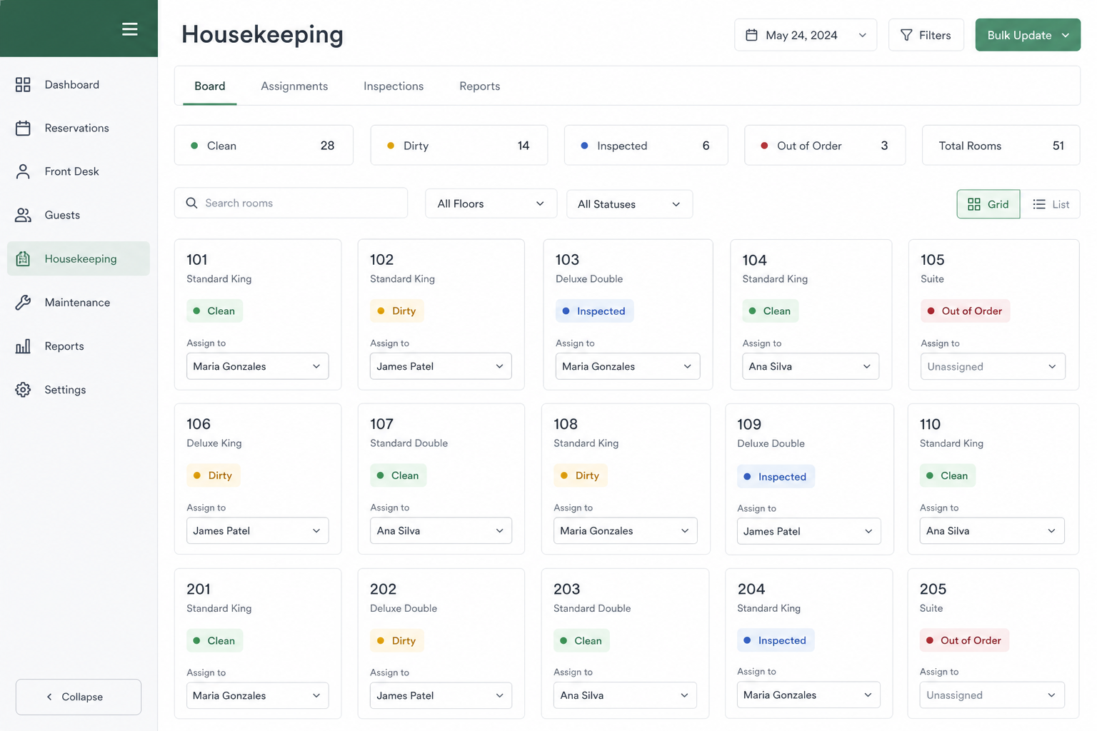 Stay Buddy Front Office — housekeeping
