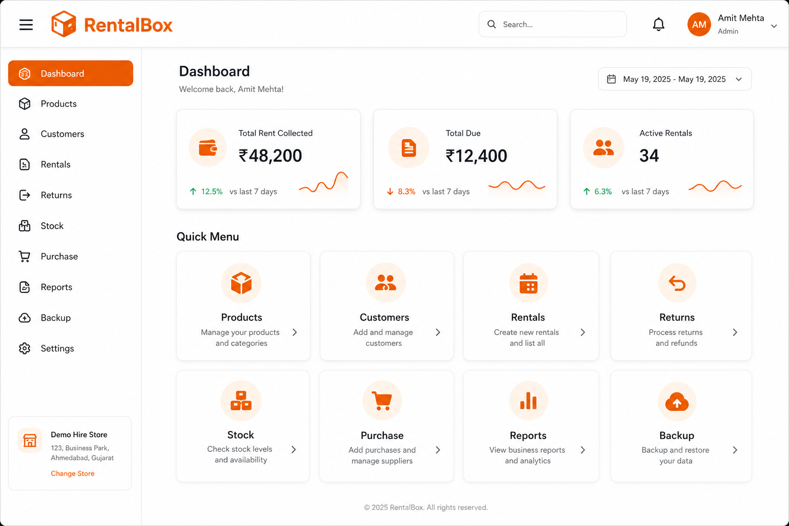 RentalBox dashboard